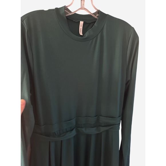 Halara long-sleeve, mock-neck, side-pocket, flare maxi casual dress green L NWT - Picture 8 of 12